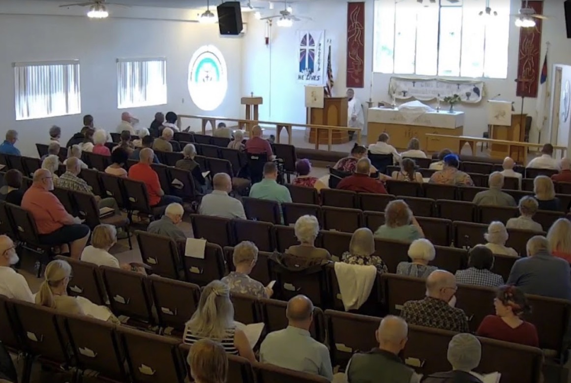 Congregation gathered for Sunday worship inside Immanuel Lutheran Church, Sierra Vista
